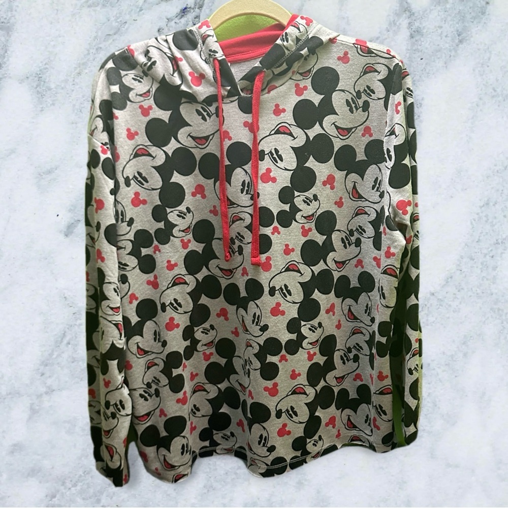 Disney Mickey Mouse Sweater Faces Red and Gray Apparel XL